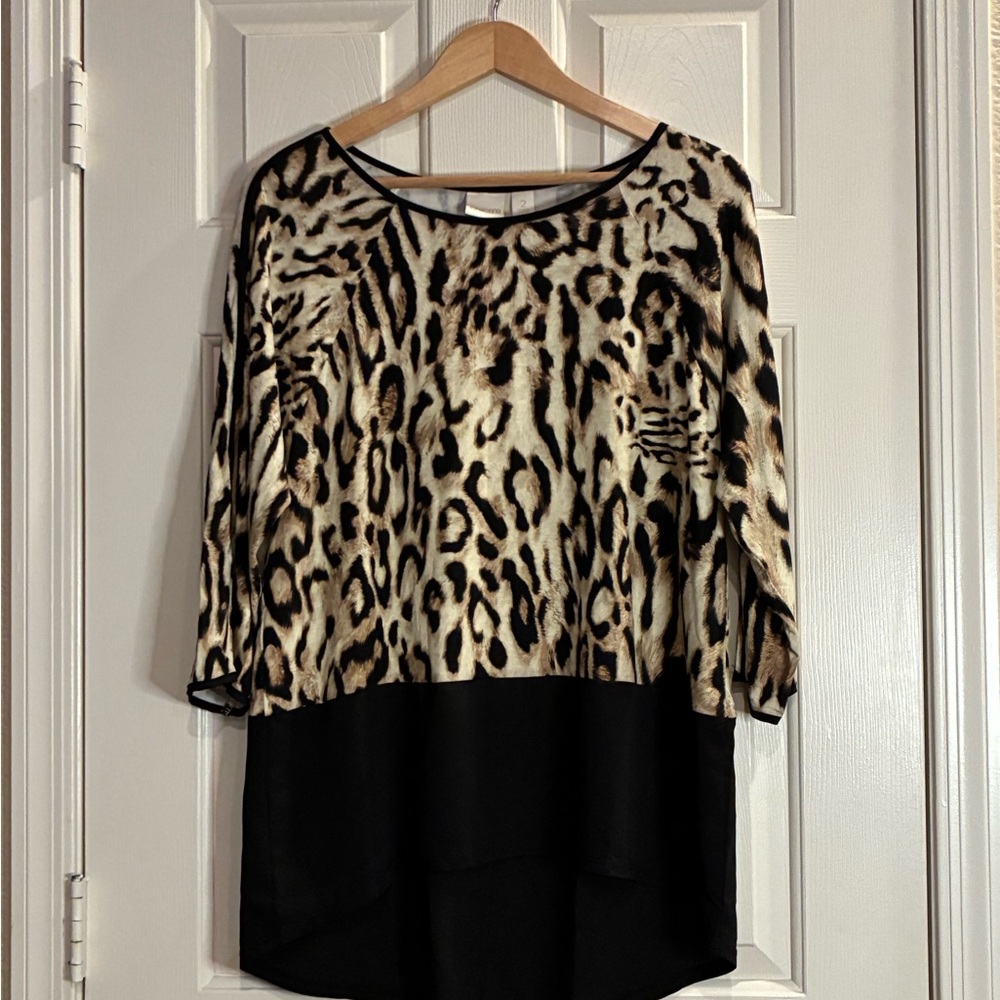 Chico's Animal Print and Black Blouse